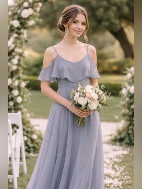slim fit dress slacks Grey Bishop Sleeve Prom Dresses Starry Tulle Maxi Dresses FD2768 –  Viniodress main image 1